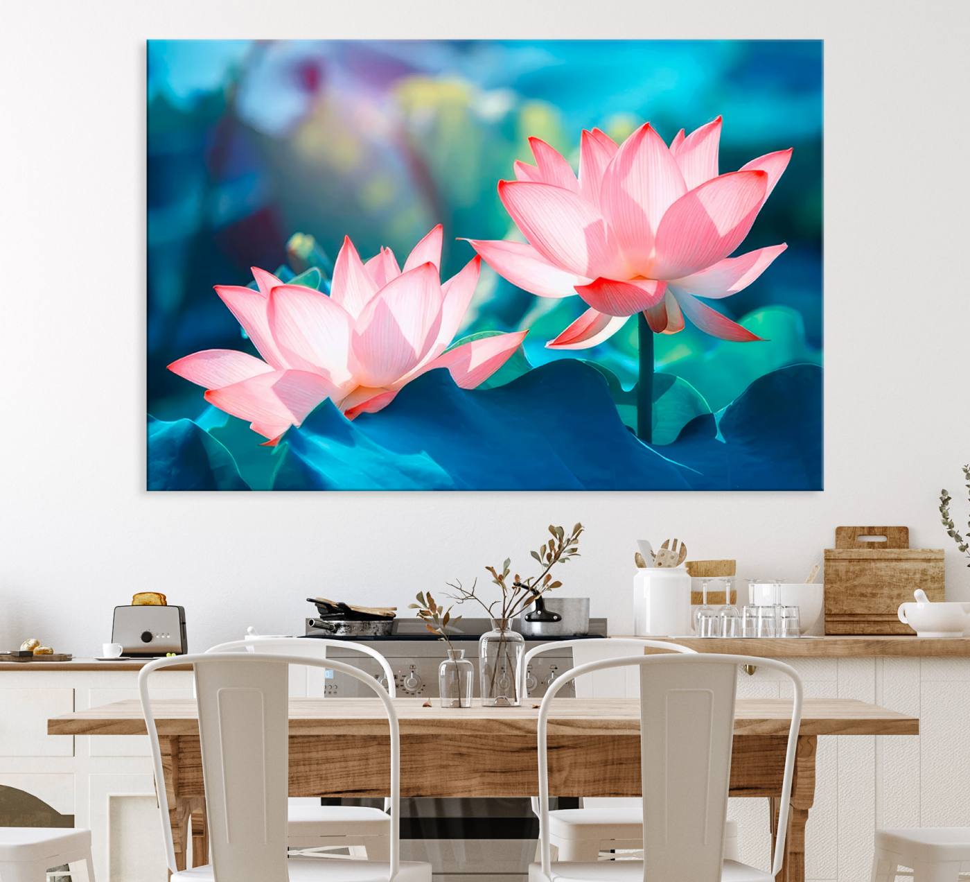 32559-MGV-CV-36X24-Pink Lotus Flower Canvas Wall Art | Vibrant Floral Wall Decor for Living Room, Office, or Bedroom | Large Botanical Art
