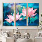 32559-MGV-CV-36X24-Pink Lotus Flower Canvas Wall Art | Vibrant Floral Wall Decor for Living Room, Office, or Bedroom | Large Botanical Art