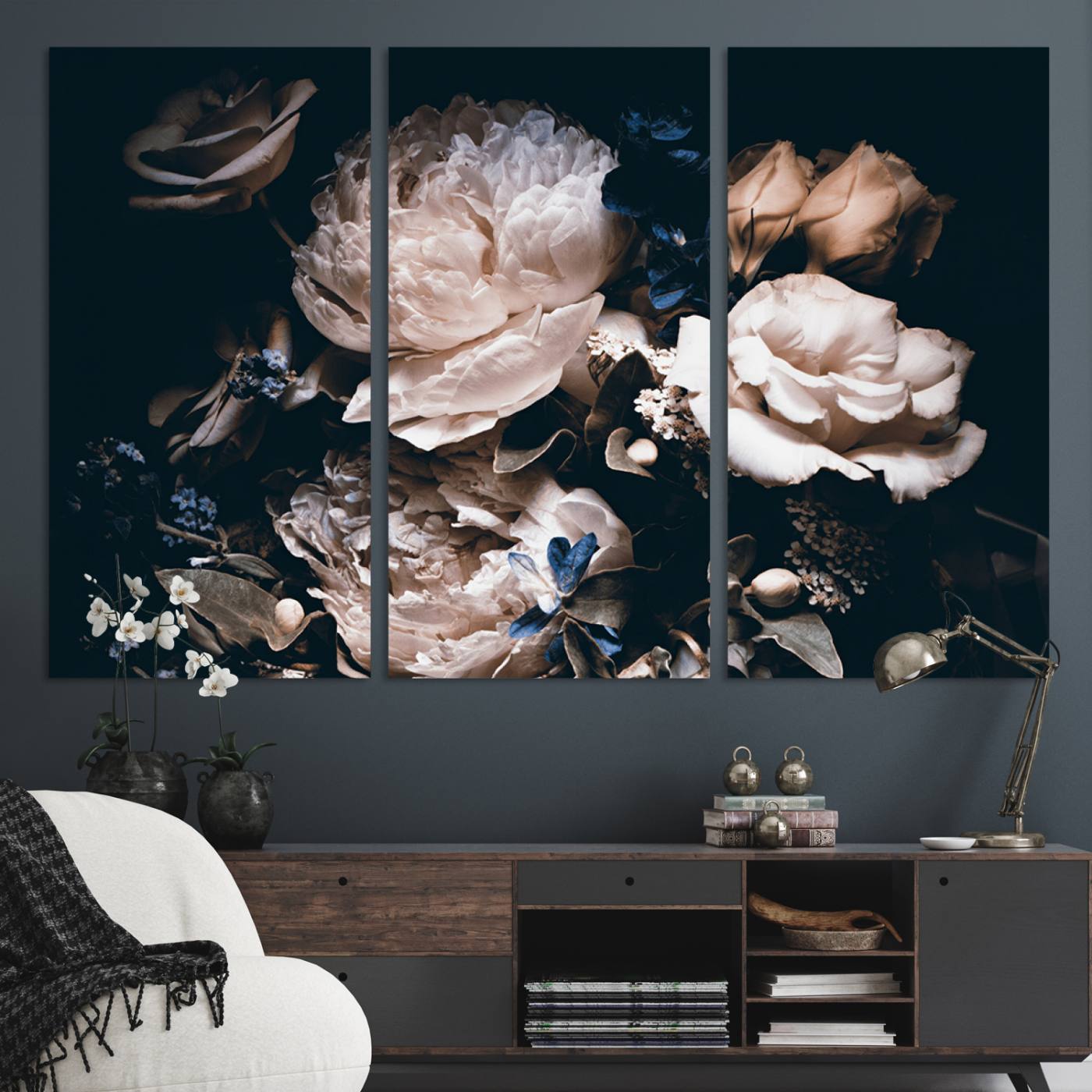 11214-MGV-CV-48X32-3P-Pink Peonies Flowers Large Canvas Art Print