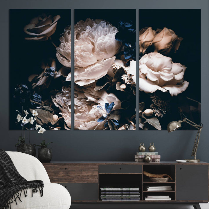 Pink Peonies Flowers Large Canvas Art Print