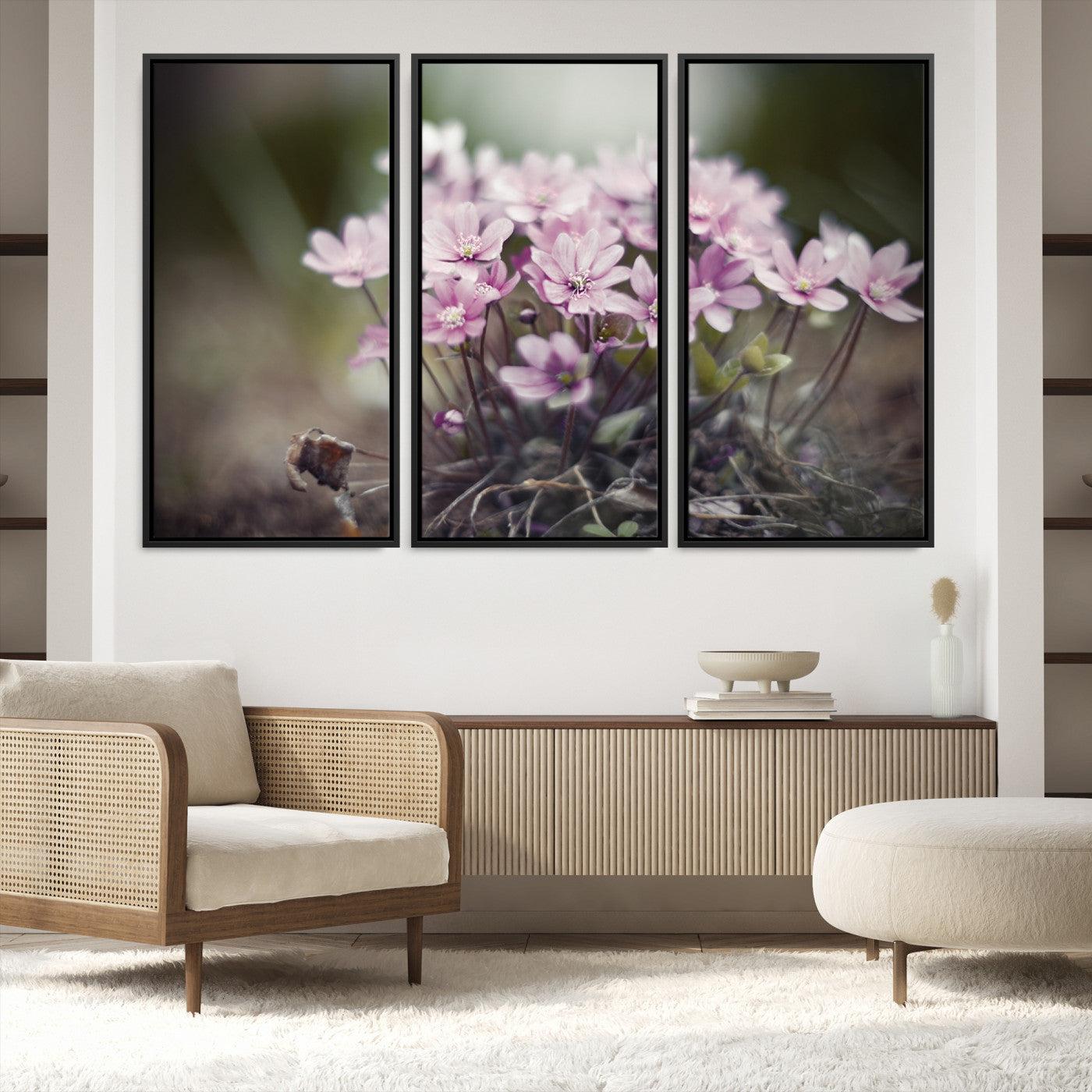 90173-MGV-FC-48X32-3P_Black-Pink Wild Flower Canvas Print