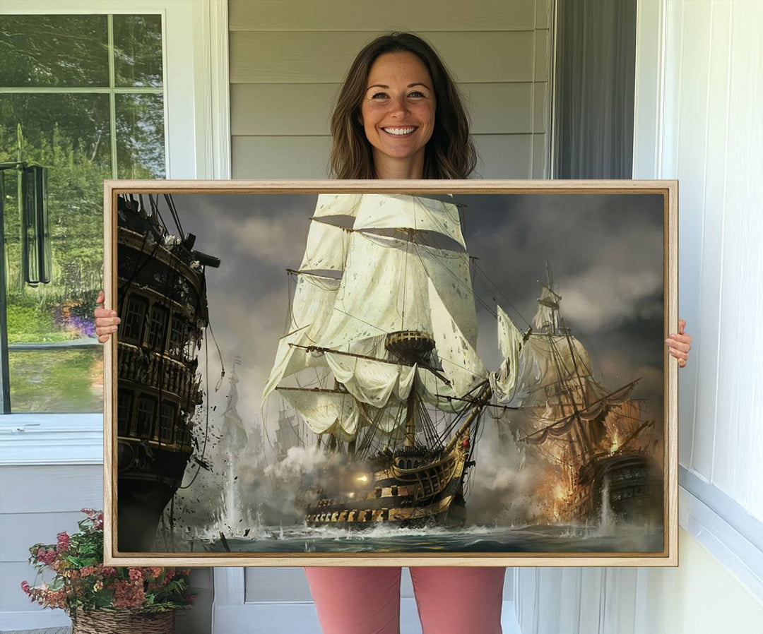 26512-MGV-CV-36X24-Pirate Ship War Wall Art Canvas Print