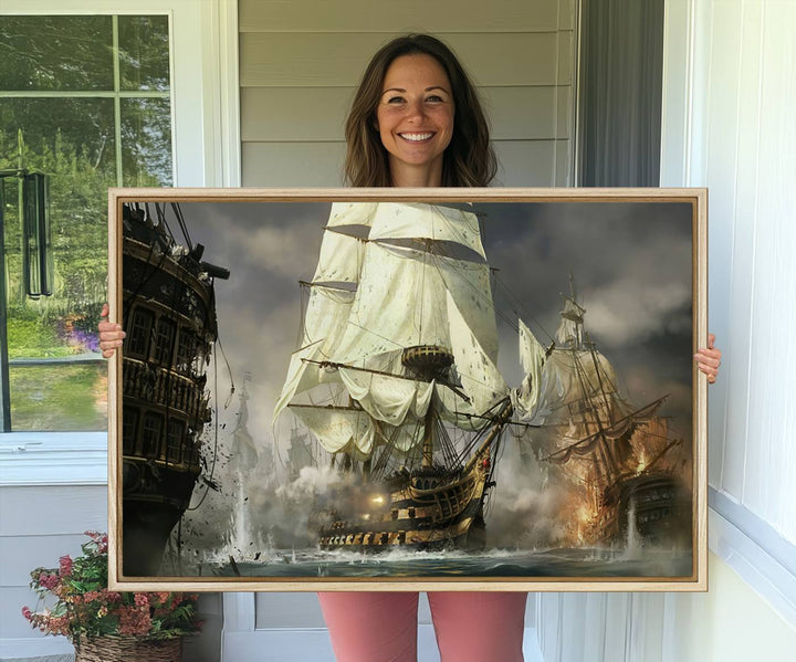 26512-MGV-CV-36X24-Pirate Ship War Wall Art Canvas Print
