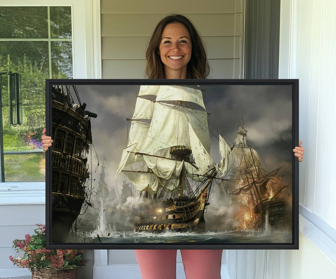 26512-MGV-CV-36X24-Pirate Ship War Wall Art Canvas Print