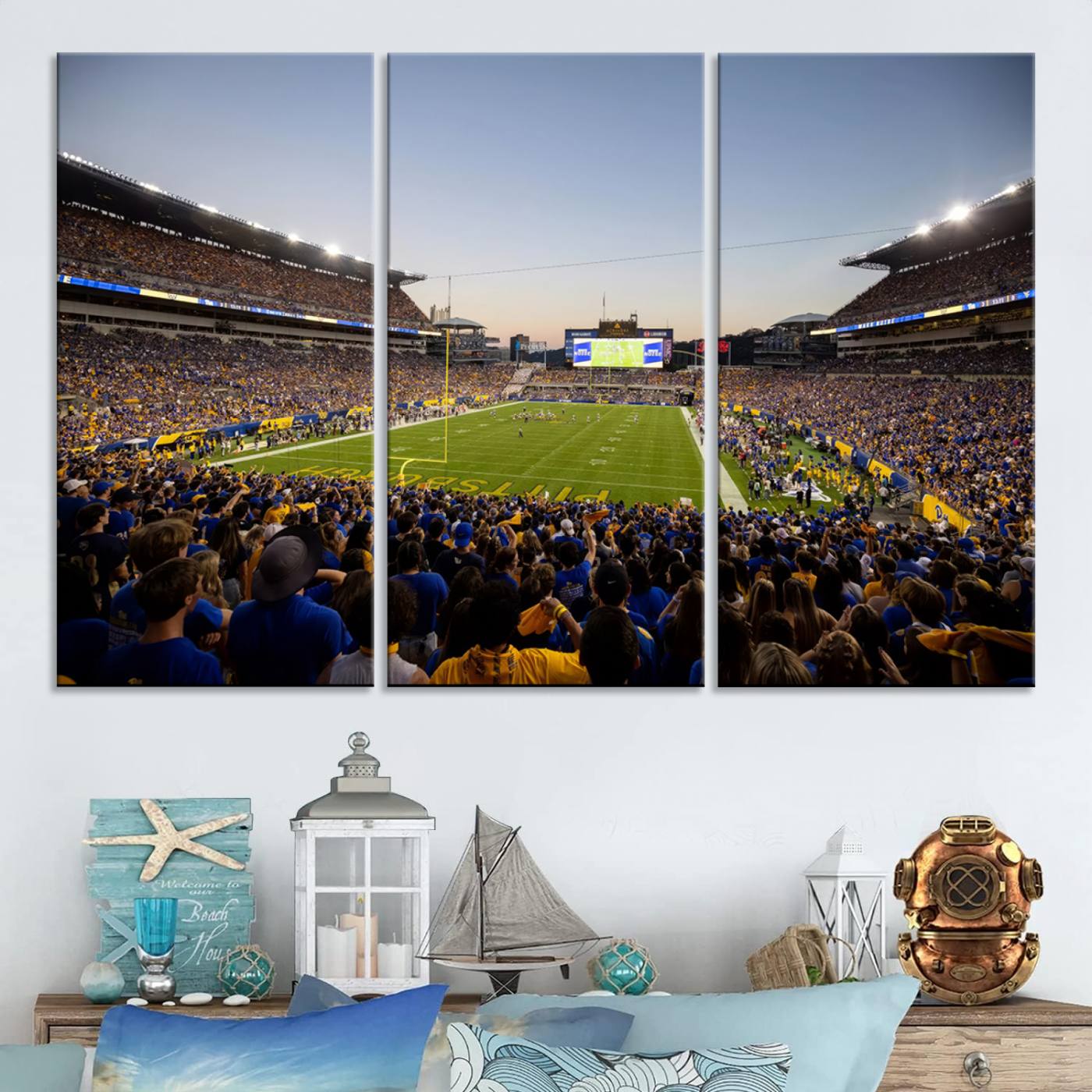 41853-MGV-CV-48X32-3P-Pittsburgh Panthers Football Team Print - Pittsburgh Acrisure Stadium Wall Art Canvas Print