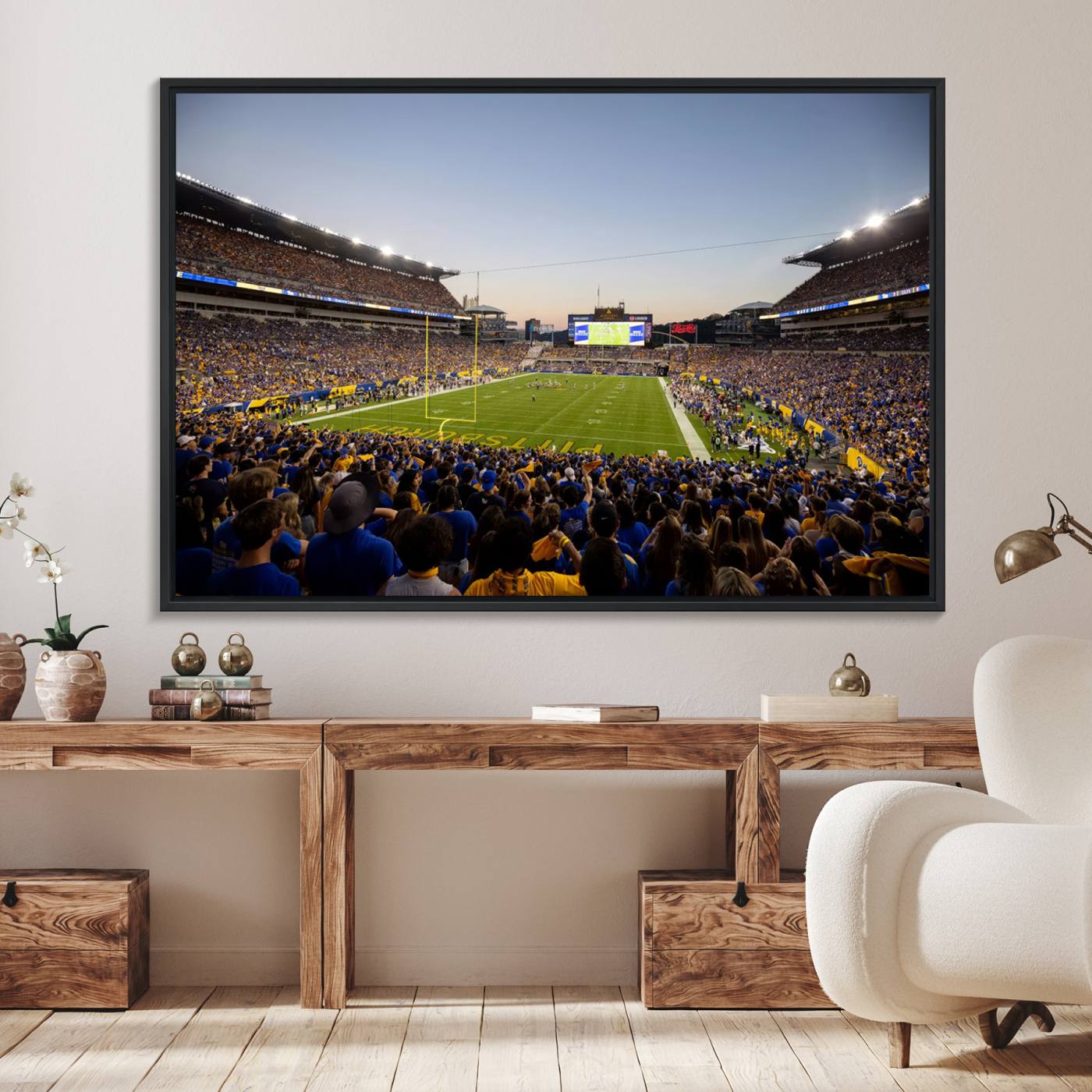 41853-MGV-FC-36X24_Black-Pittsburgh Panthers Football Team Print - Pittsburgh Acrisure Stadium Wall Art Canvas Print