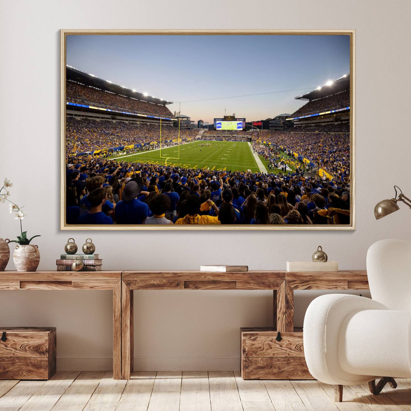 41853-MGV-FC-36X24_Natural-Pittsburgh Panthers Football Team Print - Pittsburgh Acrisure Stadium Wall Art Canvas Print