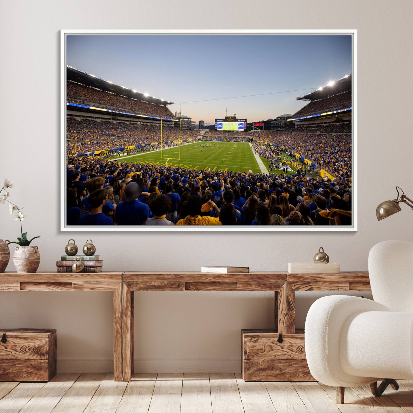 41853-MGV-FC-36X24_White-Pittsburgh Panthers Football Team Print - Pittsburgh Acrisure Stadium Wall Art Canvas Print