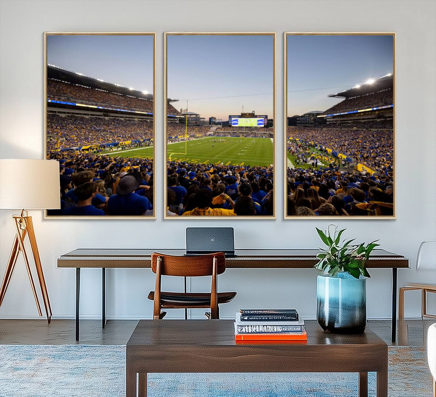 41853-MGV-FC-48X32-3P_Natural-Pittsburgh Panthers Football Team Print - Pittsburgh Acrisure Stadium Wall Art Canvas Print