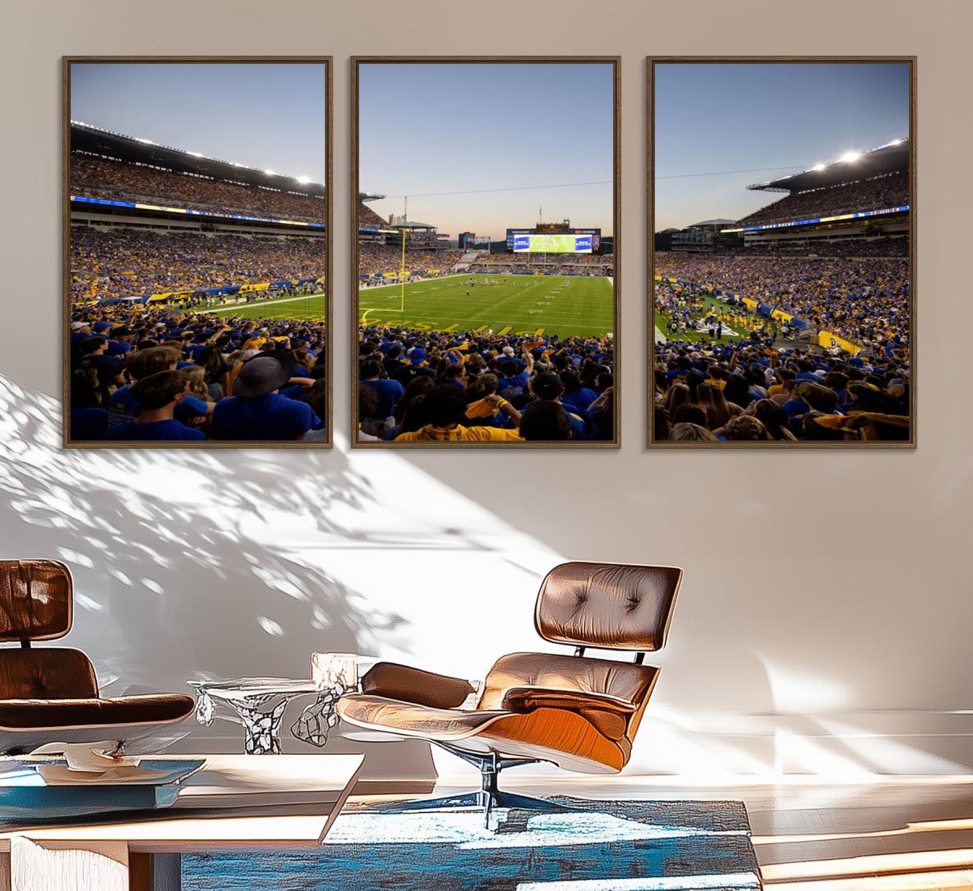 41853-MGV-FC-60X30-3P_Walnut-Pittsburgh Panthers Football Team Print - Pittsburgh Acrisure Stadium Wall Art Canvas Print
