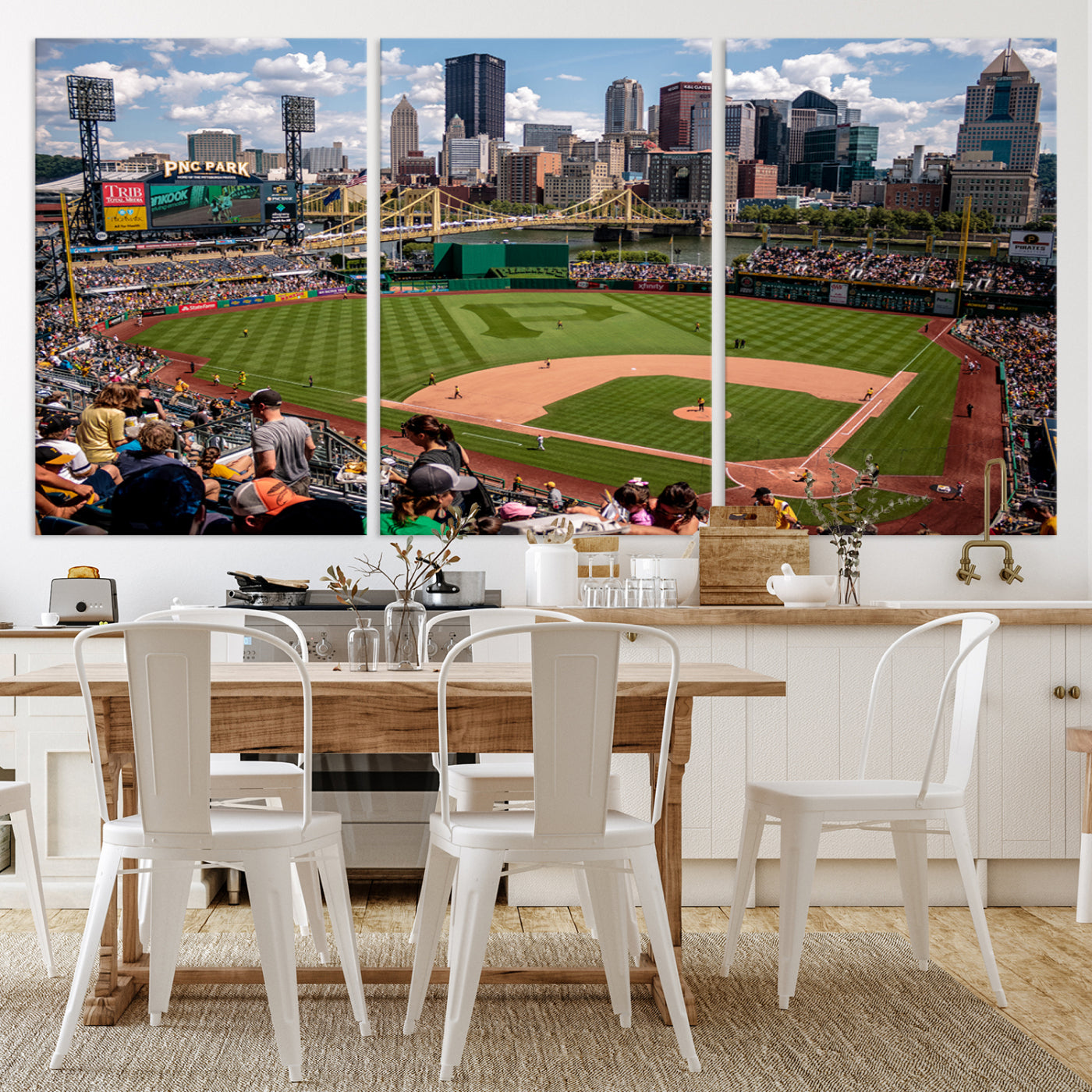 66872-MGV-CV-36X24-Pittsburgh Pirates Baseball Team Print - PNC Park Stadium Wall Art Canvas Print - Ready to Hang Premium Sports Fan Artwork