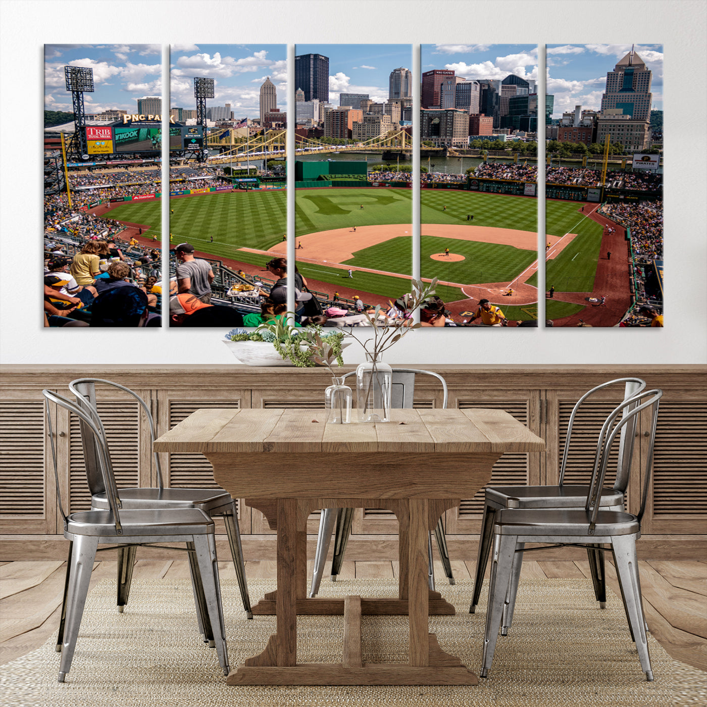 66872-MGV-CV-36X24-Pittsburgh Pirates Baseball Team Print - PNC Park Stadium Wall Art Canvas Print - Ready to Hang Premium Sports Fan Artwork