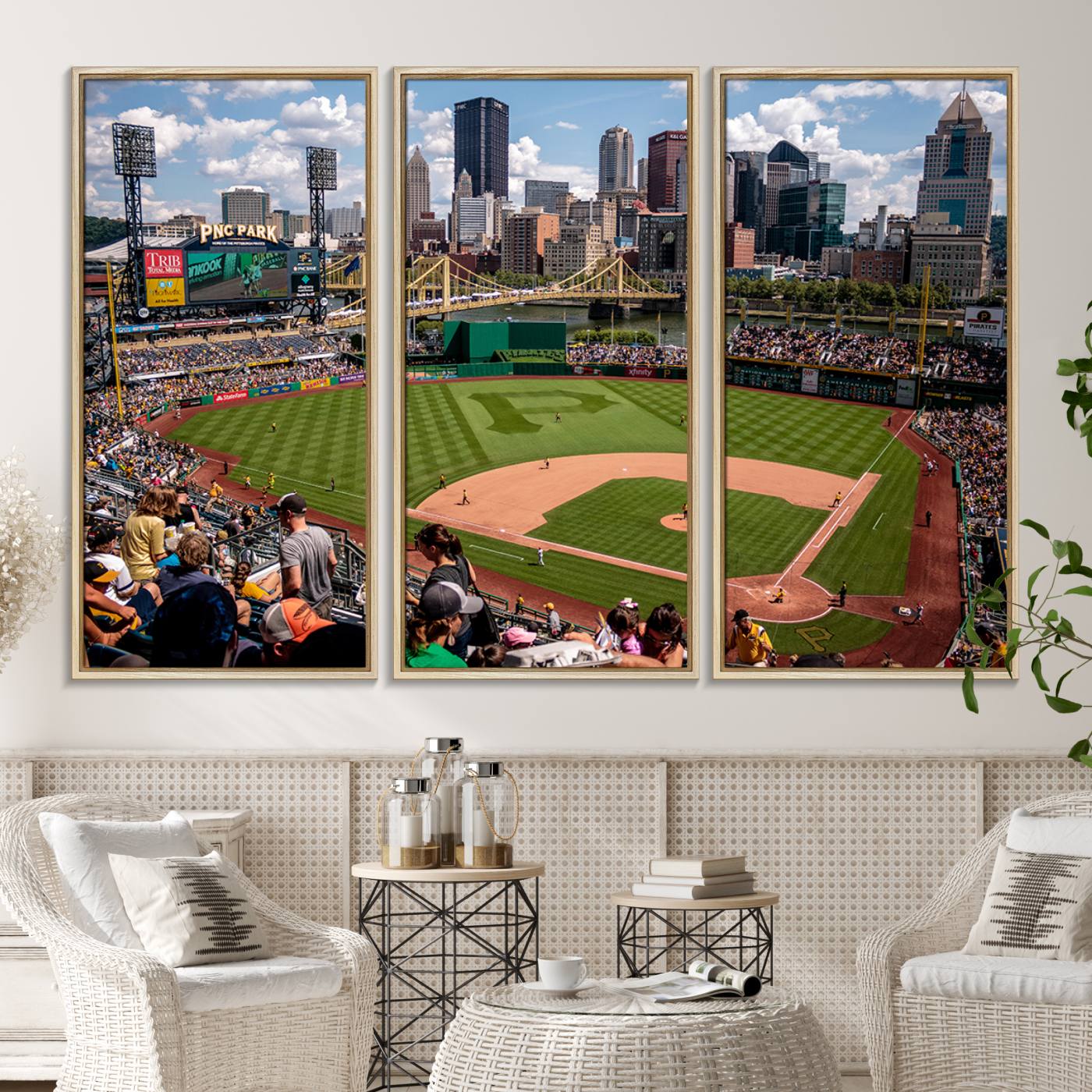 66872-MGV-CV-36X24-Pittsburgh Pirates Baseball Team Print - PNC Park Stadium Wall Art Canvas Print - Ready to Hang Premium Sports Fan Artwork