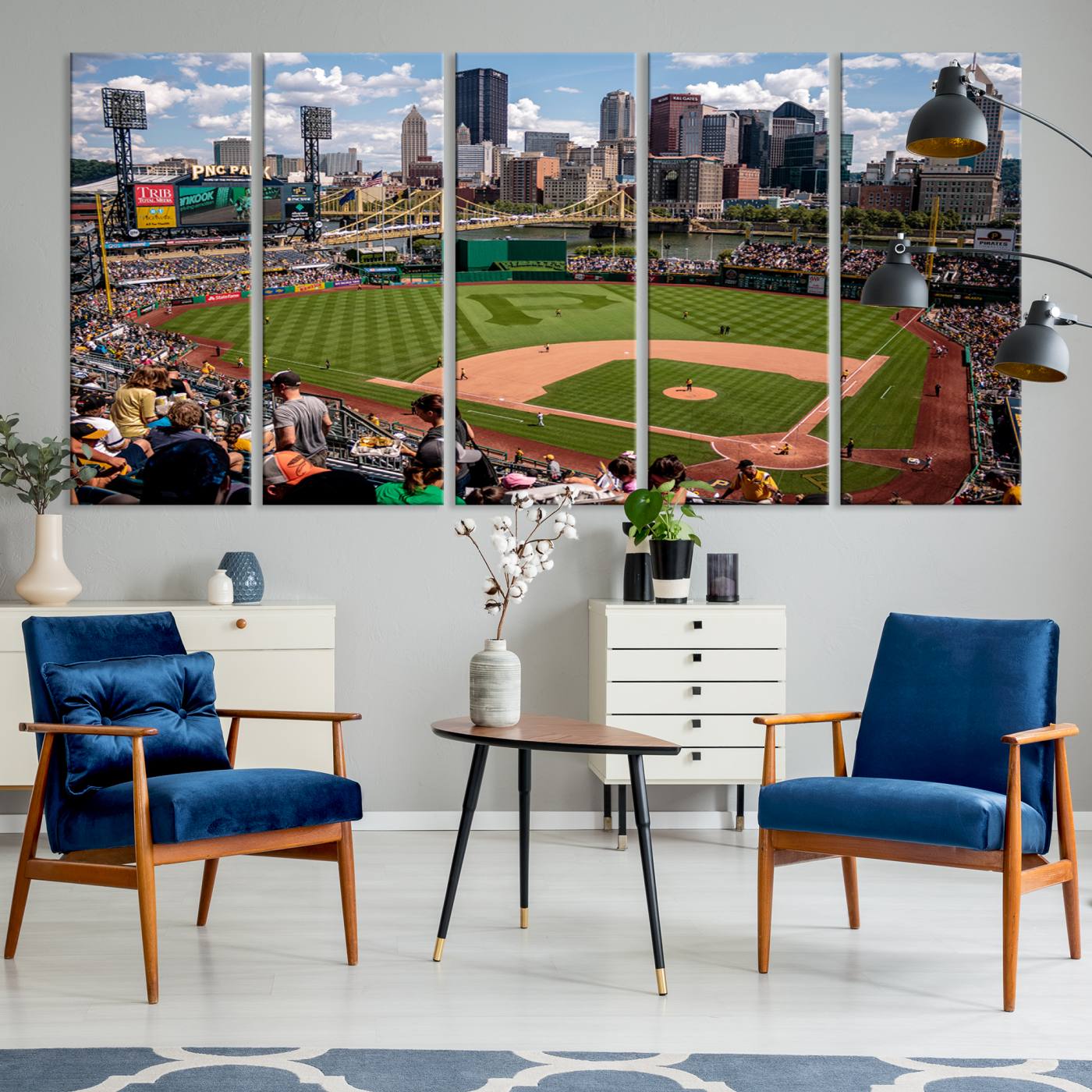 66872-MGV-CV-60X31-5P-Pittsburgh Pirates Baseball Team Print - PNC Park Stadium Wall Art Canvas Print - Ready to Hang Premium Sports Fan Artwork