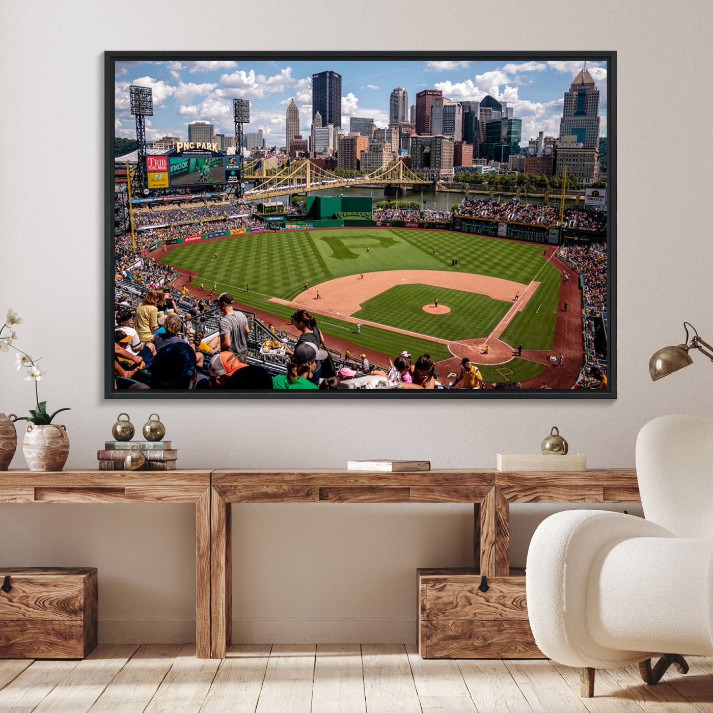 66872-MGV-FC-36X24_Black-Pittsburgh Pirates Baseball Team Print - PNC Park Stadium Wall Art Canvas Print - Ready to Hang Premium Sports Fan Artwork