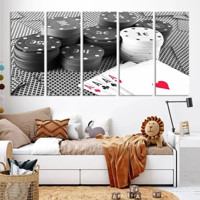 Poker Game Cards Multi Panel Wall Art Canvas Print 