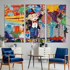 96320-MGV-CV-36X24-Pop Art Monopoly Man Canvas Wall Art Print - Bold and Colorful Street Art-Inspired Decor for Living Room, Office, or Bedroom, Ready to Hang