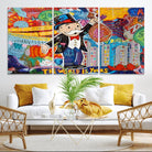 96320-MGV-CV-36X24-Pop Art Monopoly Man Canvas Wall Art Print - Bold and Colorful Street Art-Inspired Decor for Living Room, Office, or Bedroom, Ready to Hang