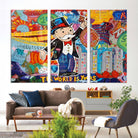 96320-MGV-CV-36X24-Pop Art Monopoly Man Canvas Wall Art Print - Bold and Colorful Street Art-Inspired Decor for Living Room, Office, or Bedroom, Ready to Hang