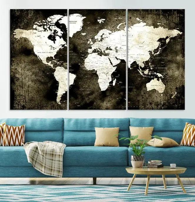 Edit-Images-Push Pin World Map Canvas Print, Push Pin World Map Wall Art