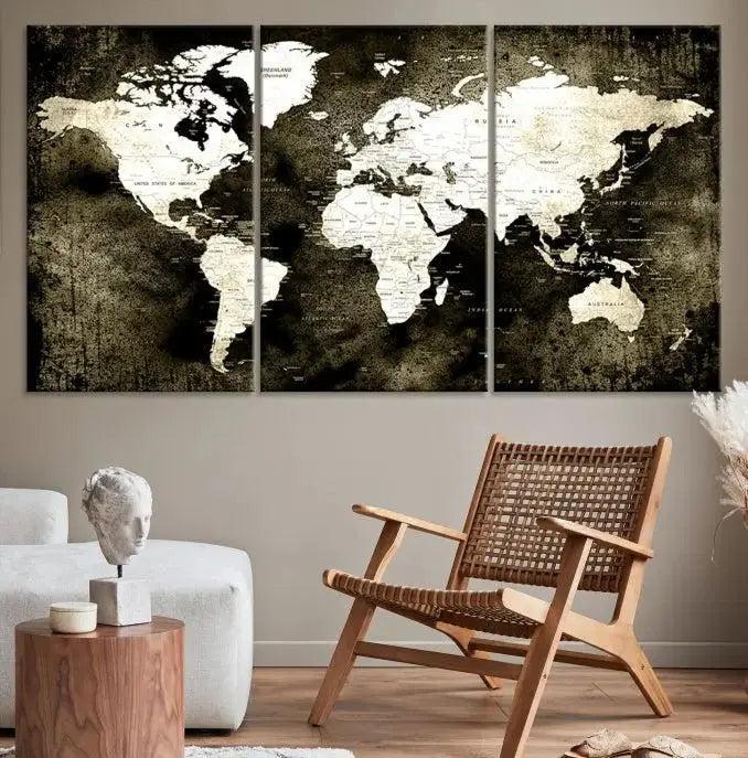 Edit-Images-Push Pin World Map Canvas Print, Push Pin World Map Wall Art