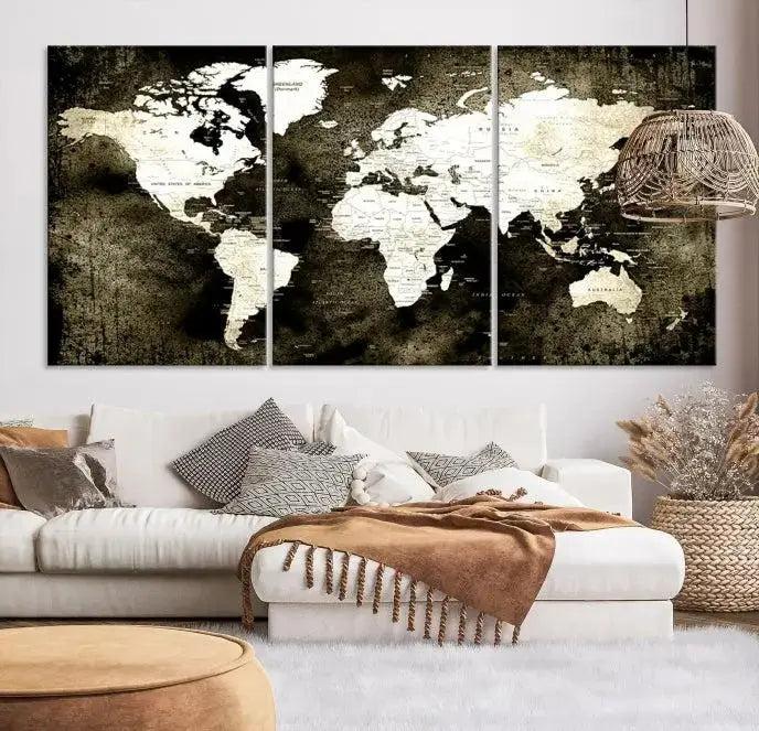 Edit-Images-Push Pin World Map Canvas Print, Push Pin World Map Wall Art