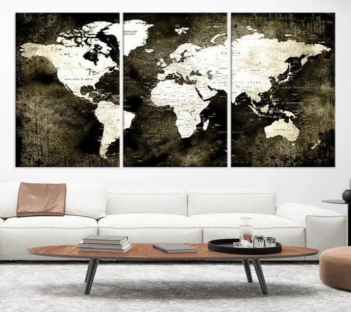 Edit-Images-Push Pin World Map Canvas Print, Push Pin World Map Wall Art