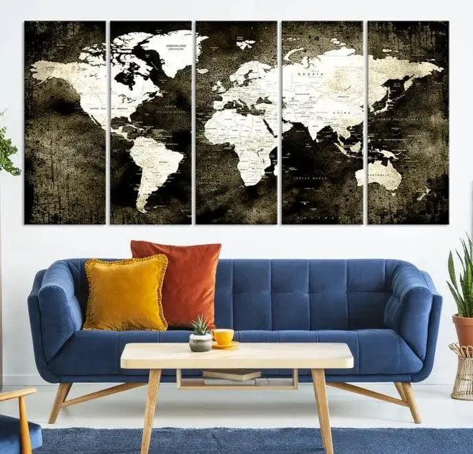 Edit-Images-Push Pin World Map Canvas Print, Push Pin World Map Wall Art