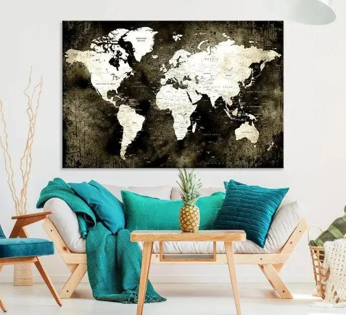 Edit-Images-Push Pin World Map Canvas Print, Push Pin World Map Wall Art