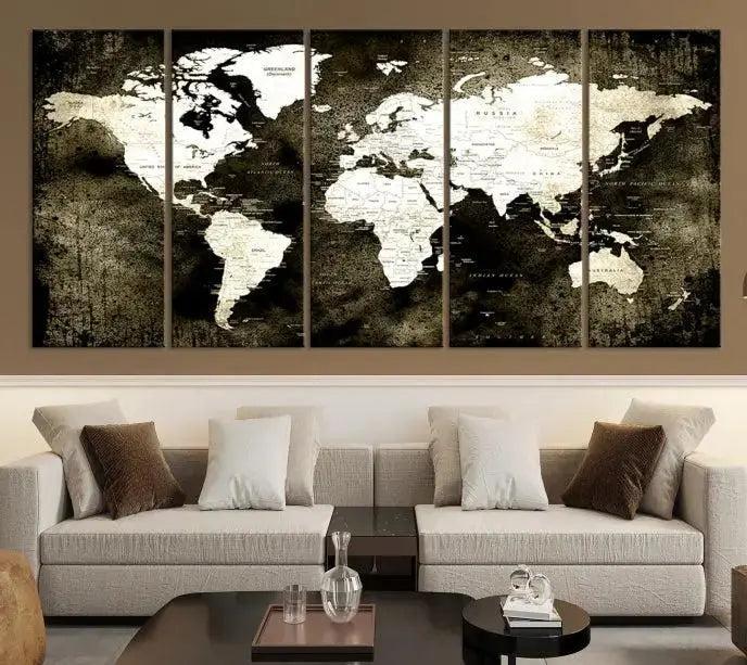 Edit-Images-Push Pin World Map Canvas Print, Push Pin World Map Wall Art