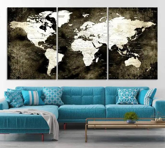 Edit-Images-Push Pin World Map Canvas Print, Push Pin World Map Wall Art