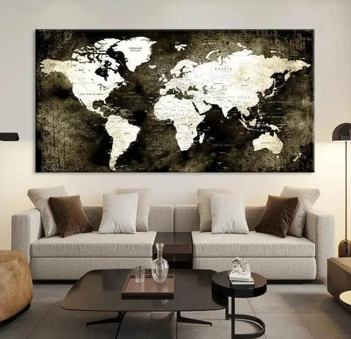 Edit-Images-Push Pin World Map Canvas Print, Push Pin World Map Wall Art
