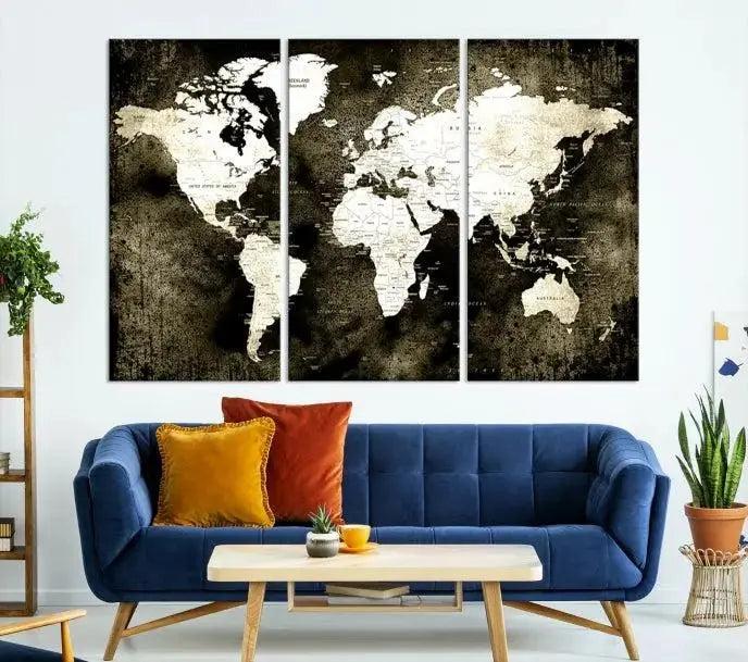 Edit-Images-Push Pin World Map Canvas Print, Push Pin World Map Wall Art