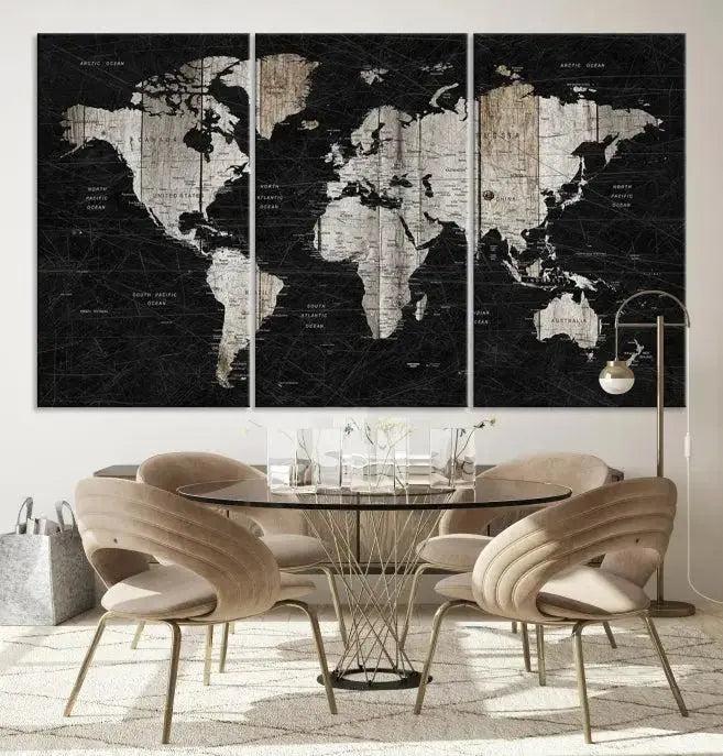 Edit-Images-Push Pin World Map Wall Art Canvas Print