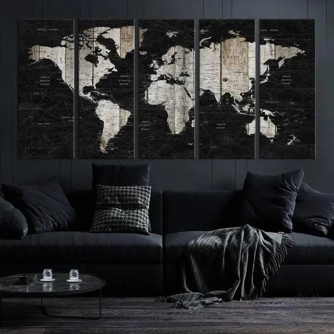 Edit-Images-Push Pin World Map Wall Art Canvas Print