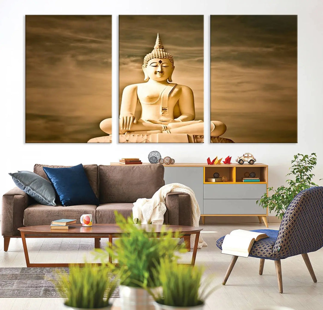 Reclining Buddha Statue Canvas Print 