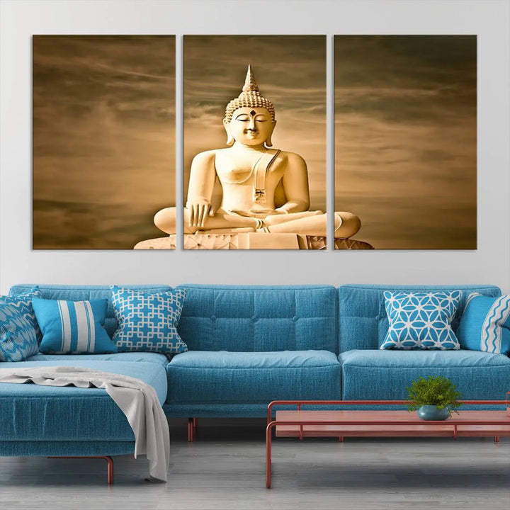 Reclining Buddha Statue Canvas Print 