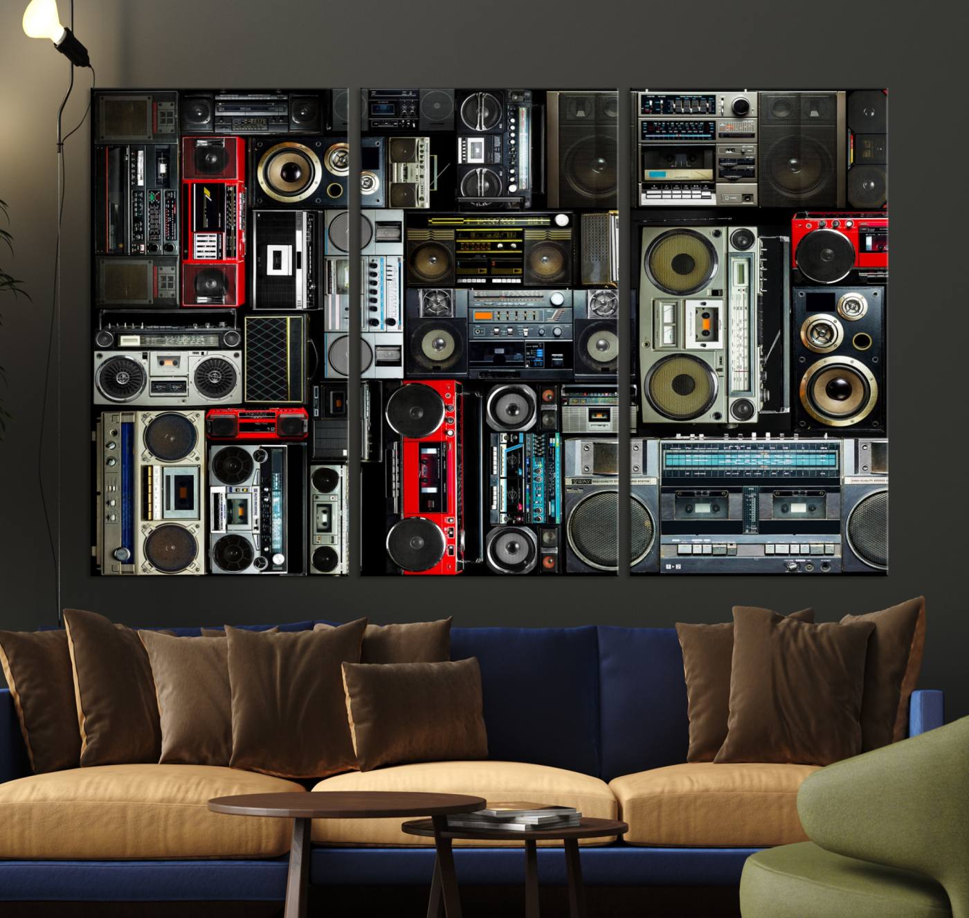64860-MGV-CV-36X24-Retro Boombox Radio Canvas Wall Art Print Vintage Wall Music Recorder Canvas Print