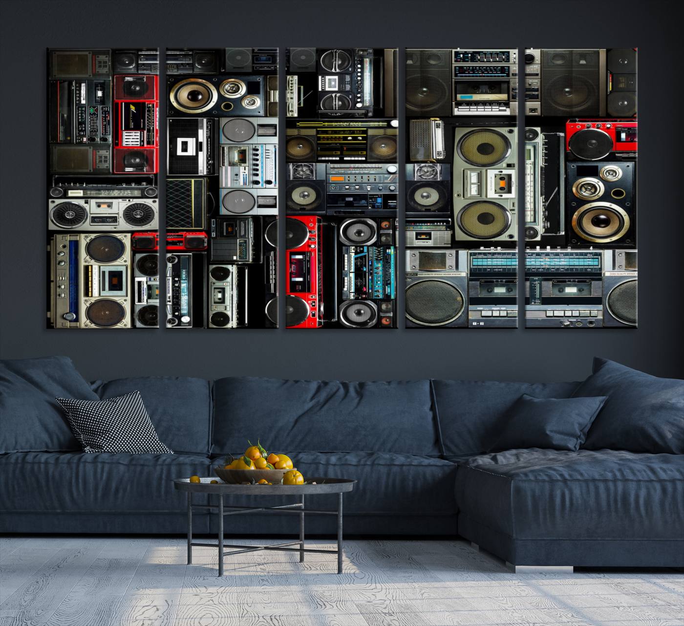 64860-MGV-CV-36X24-Retro Boombox Radio Canvas Wall Art Print Vintage Wall Music Recorder Canvas Print