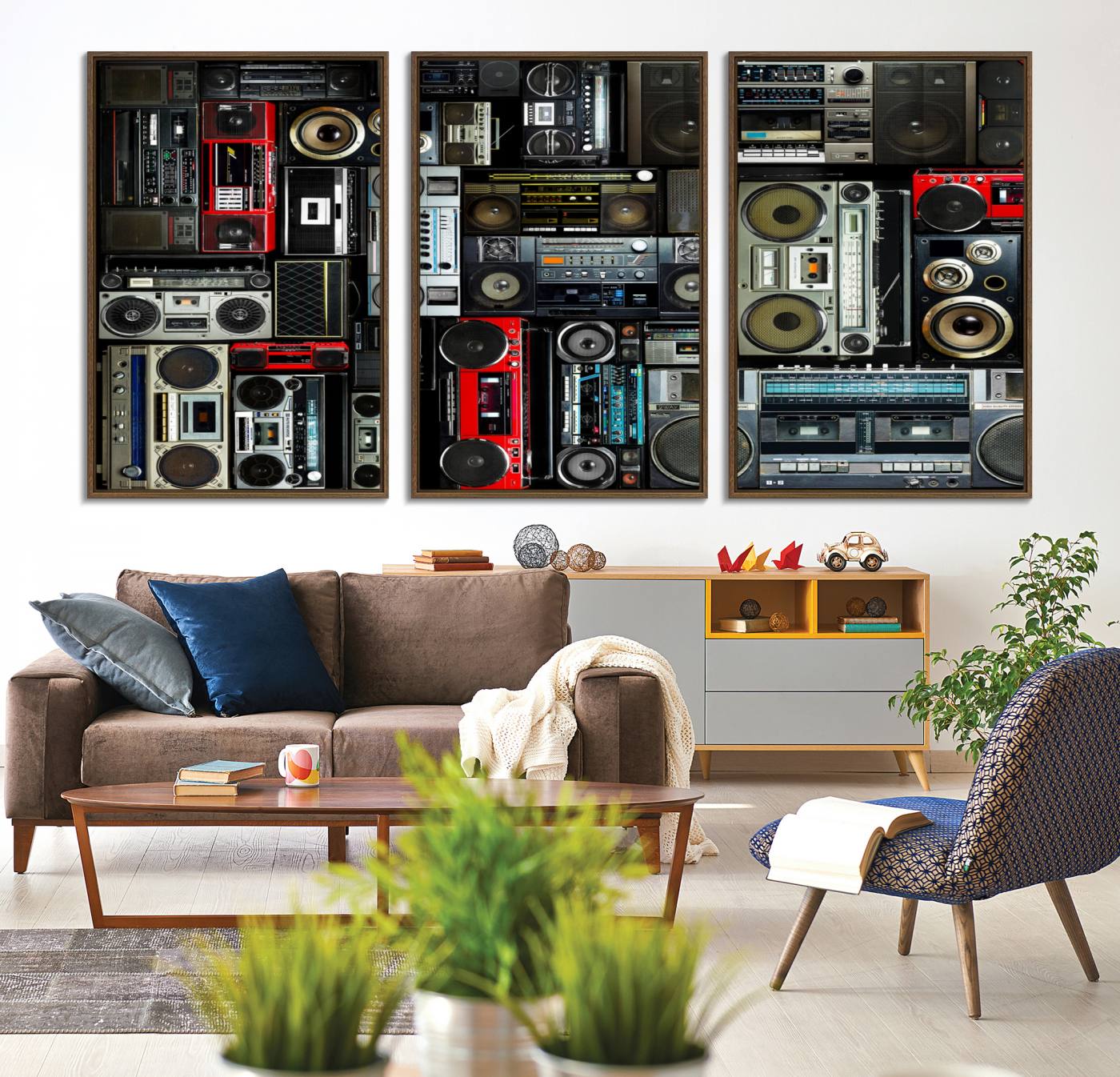 64860-MGV-CV-36X24-Retro Boombox Radio Canvas Wall Art Print Vintage Wall Music Recorder Canvas Print