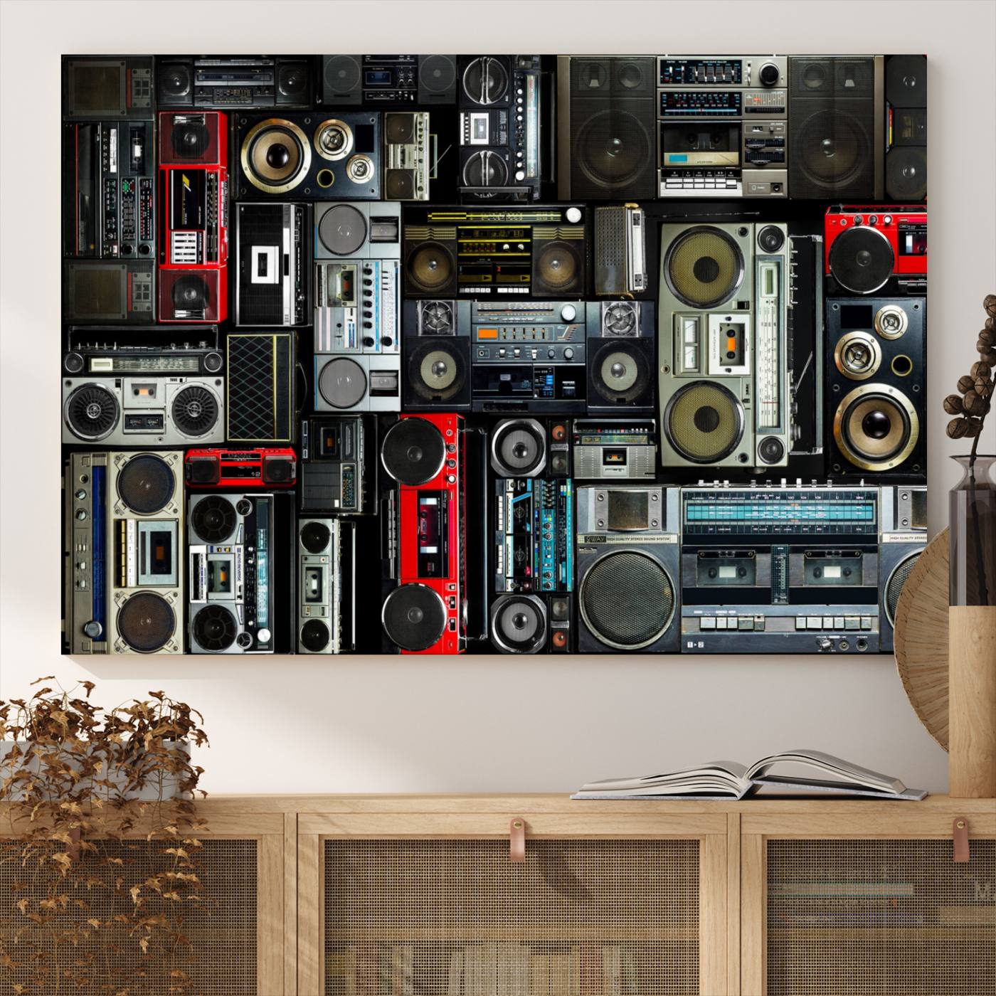 Retro Boombox Radio Canvas Wall Art Print Vintage Wall Music Recorder Canvas Print