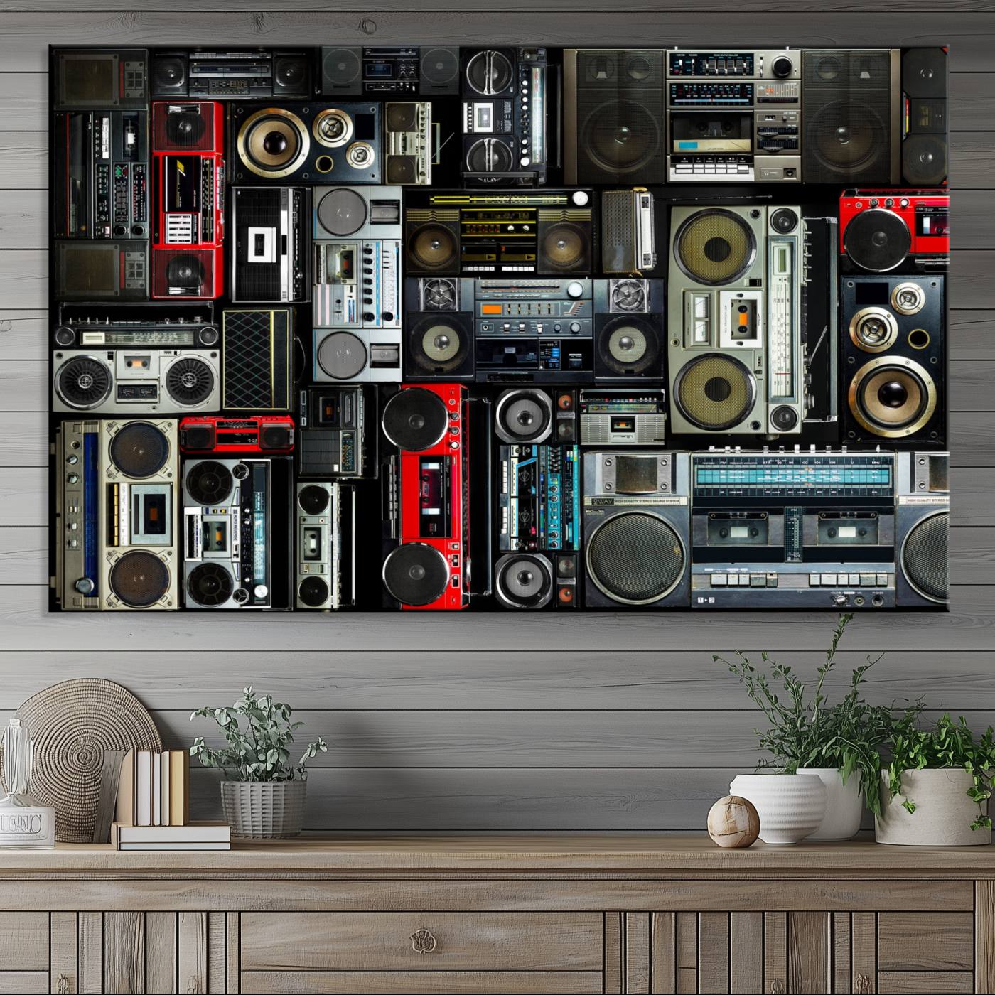 Retro Boombox Radio Canvas Wall Art Print Vintage Wall Music Recorder Canvas Print