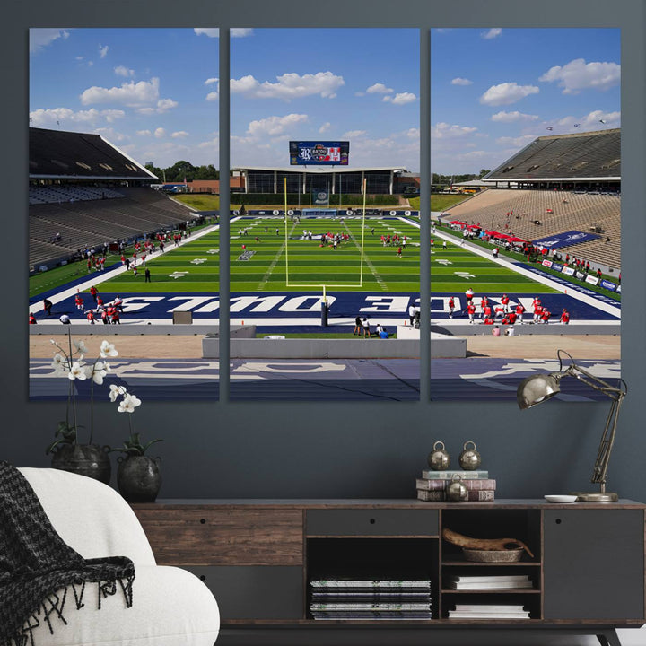 Rice University Owls Football Team Print - Houston Rice Stadium Wall Art Canvas Print