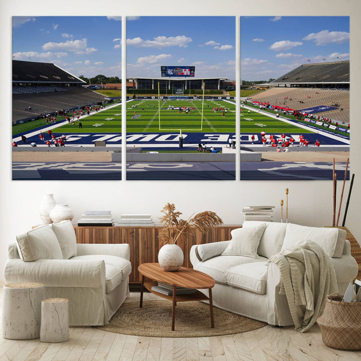 Rice University Owls Football Team Print - Houston Rice Stadium Wall Art Canvas Print