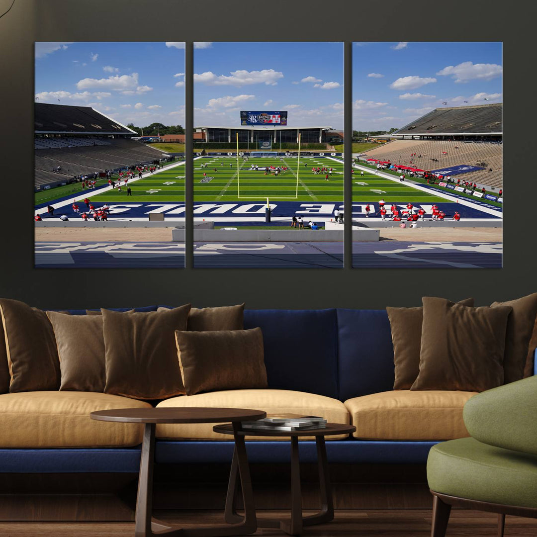 92248-MGV-CV-36X24-Rice University Owls Football Team Print - Houston Rice Stadium Wall Art Canvas Print