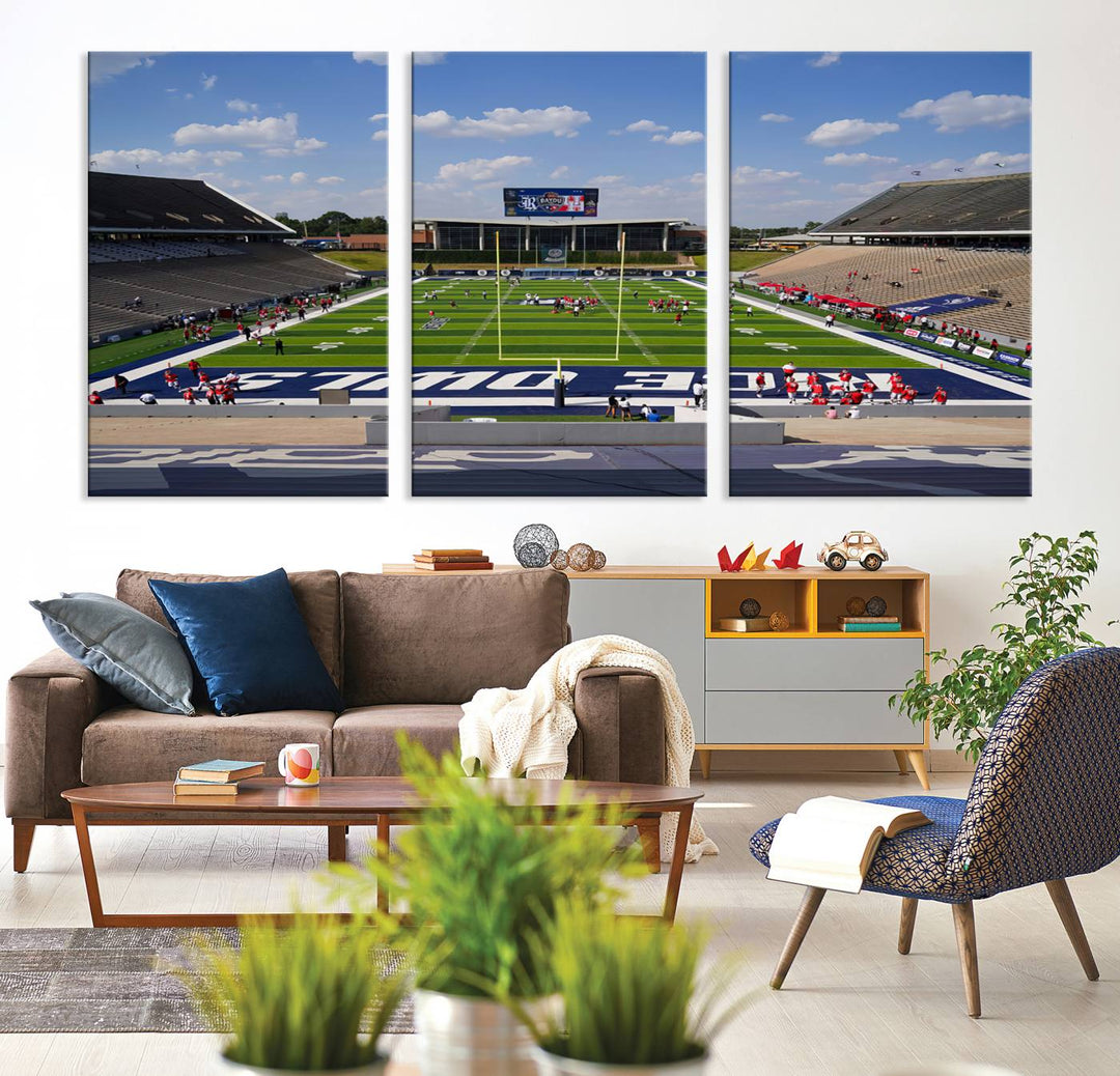 92248-MGV-CV-36X24-Rice University Owls Football Team Print - Houston Rice Stadium Wall Art Canvas Print