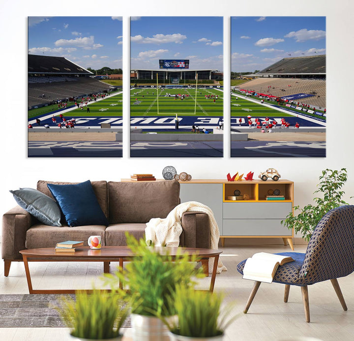 92248-MGV-CV-36X24-Rice University Owls Football Team Print - Houston Rice Stadium Wall Art Canvas Print