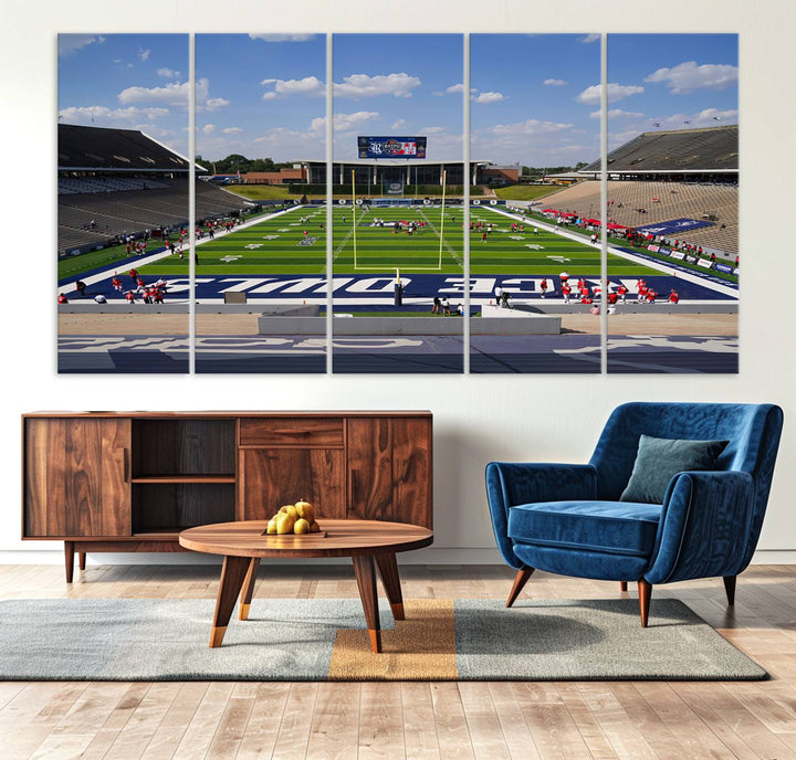 92248-MGV-CV-36X24-Rice University Owls Football Team Print - Houston Rice Stadium Wall Art Canvas Print