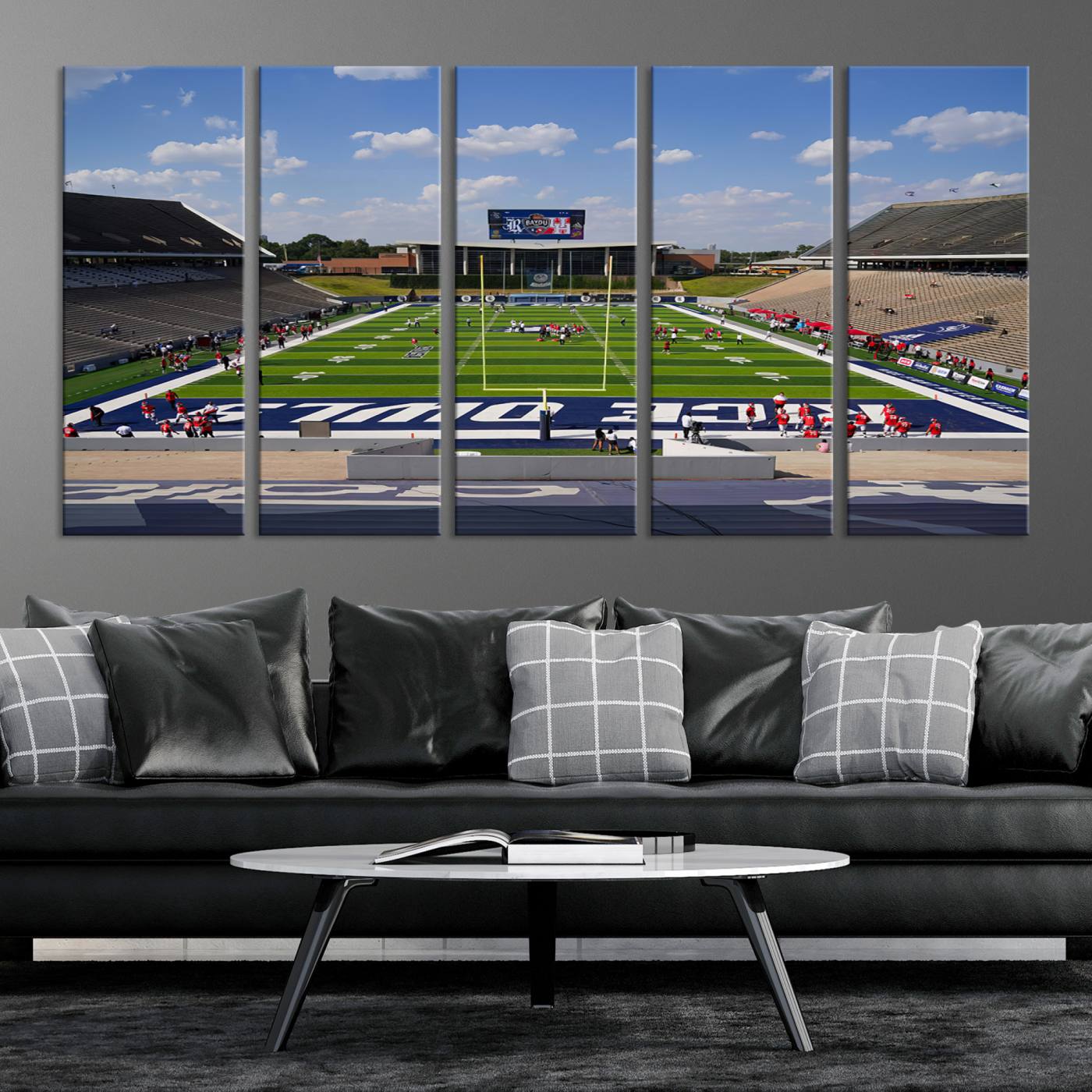 92248-MGV-CV-36X24-Rice University Owls Football Team Print - Houston Rice Stadium Wall Art Canvas Print