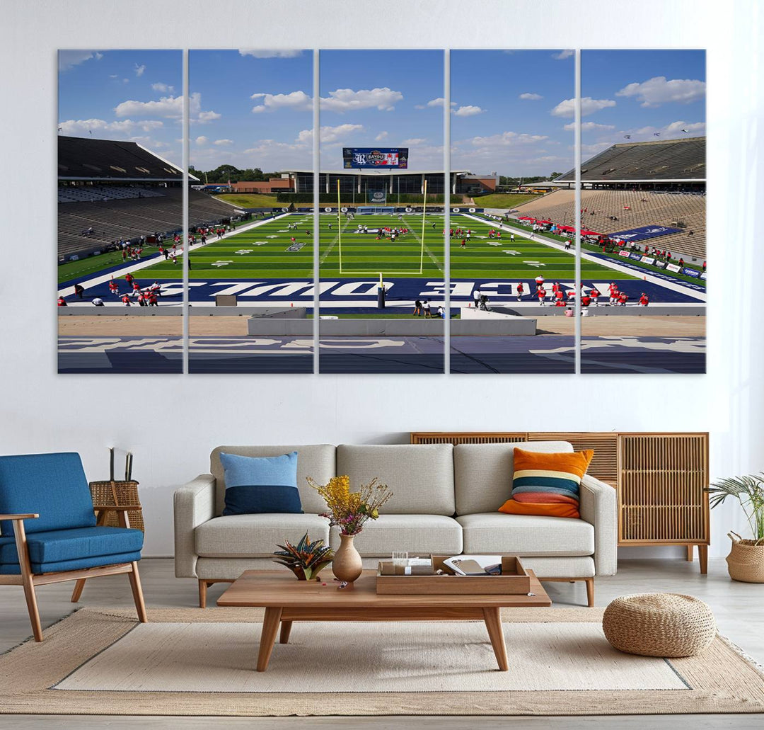92248-MGV-CV-36X24-Rice University Owls Football Team Print - Houston Rice Stadium Wall Art Canvas Print